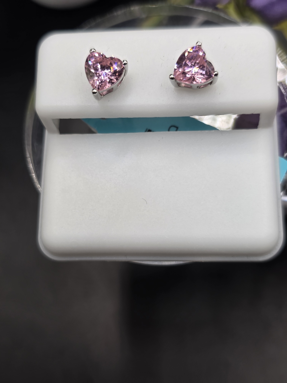 Delicate Heart Pink  Sapphire Stud Earrings